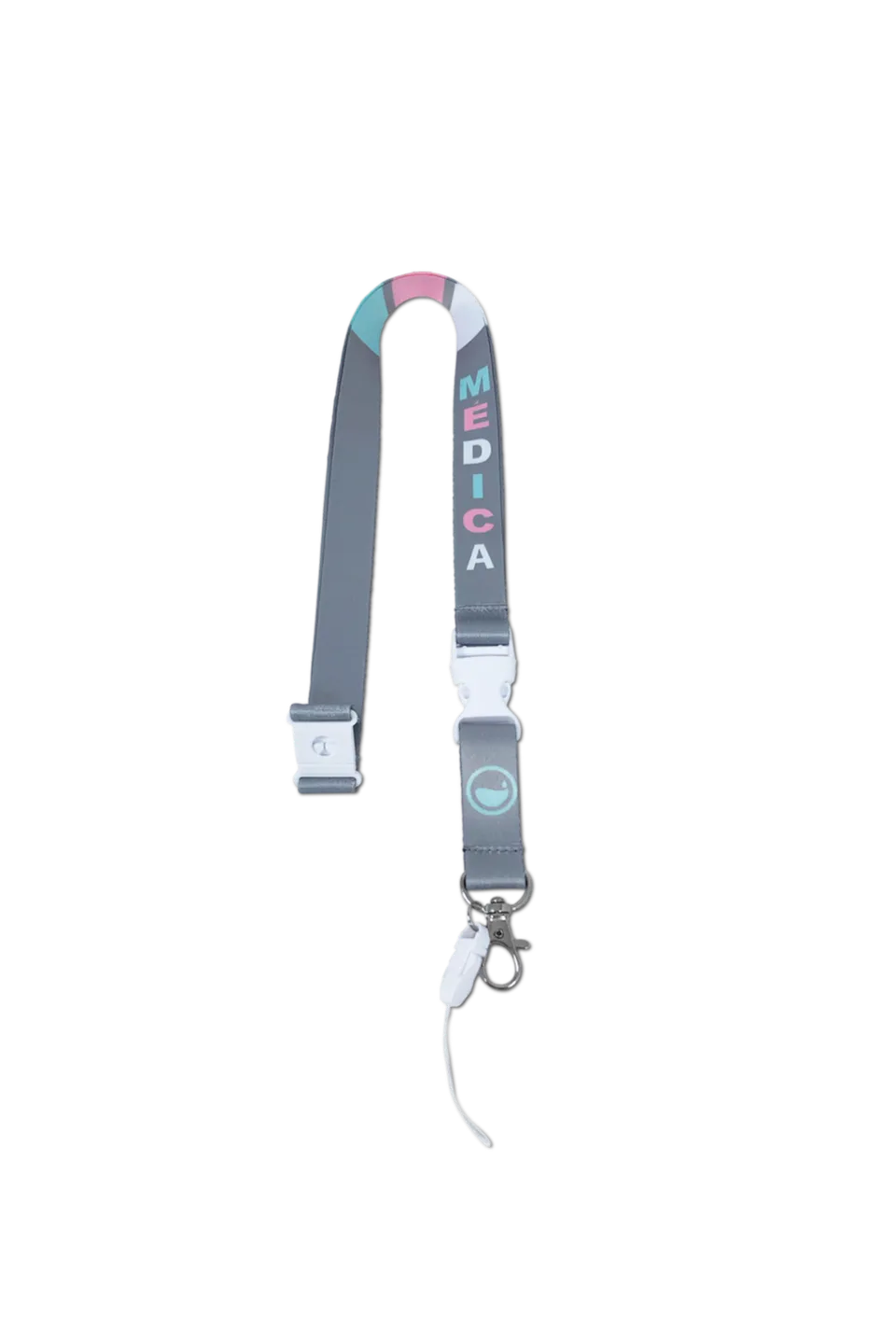 Enfermania Eighties lanyard tour de cou médical Gris + mousqueton