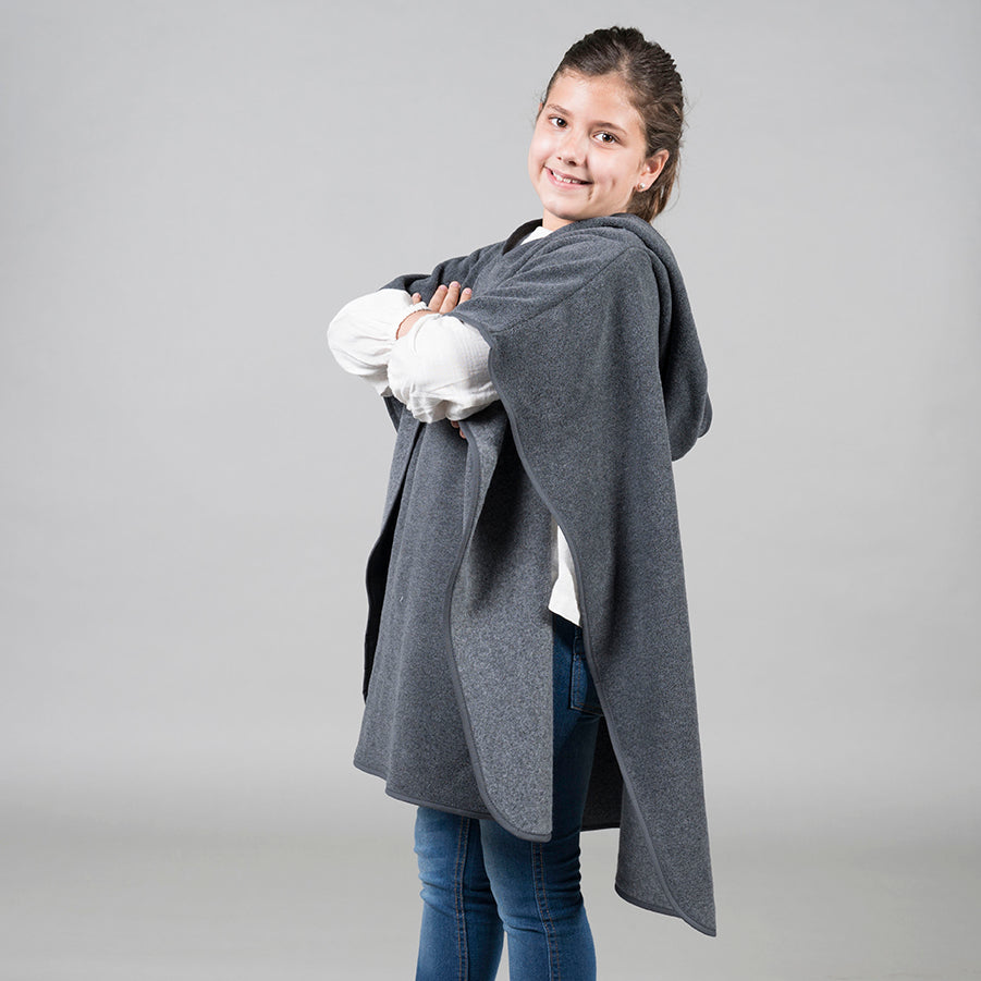GARY'S Poncho polaire enfant marine à capuche