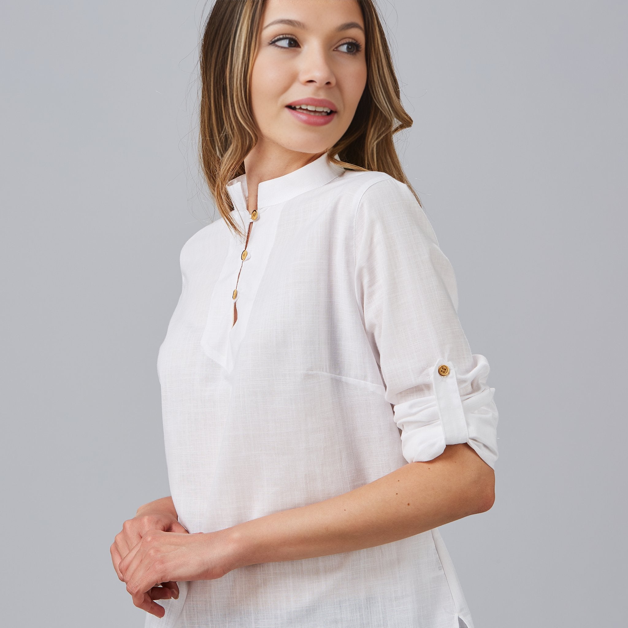GARY'S Flora chemise femme blanche lin manches longues