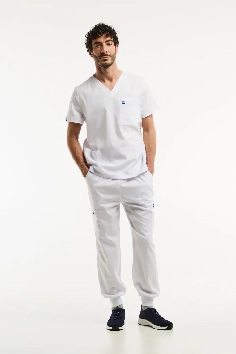 Aelin LUCA Jogger Tenue Médicale Homme Blanc Stretch