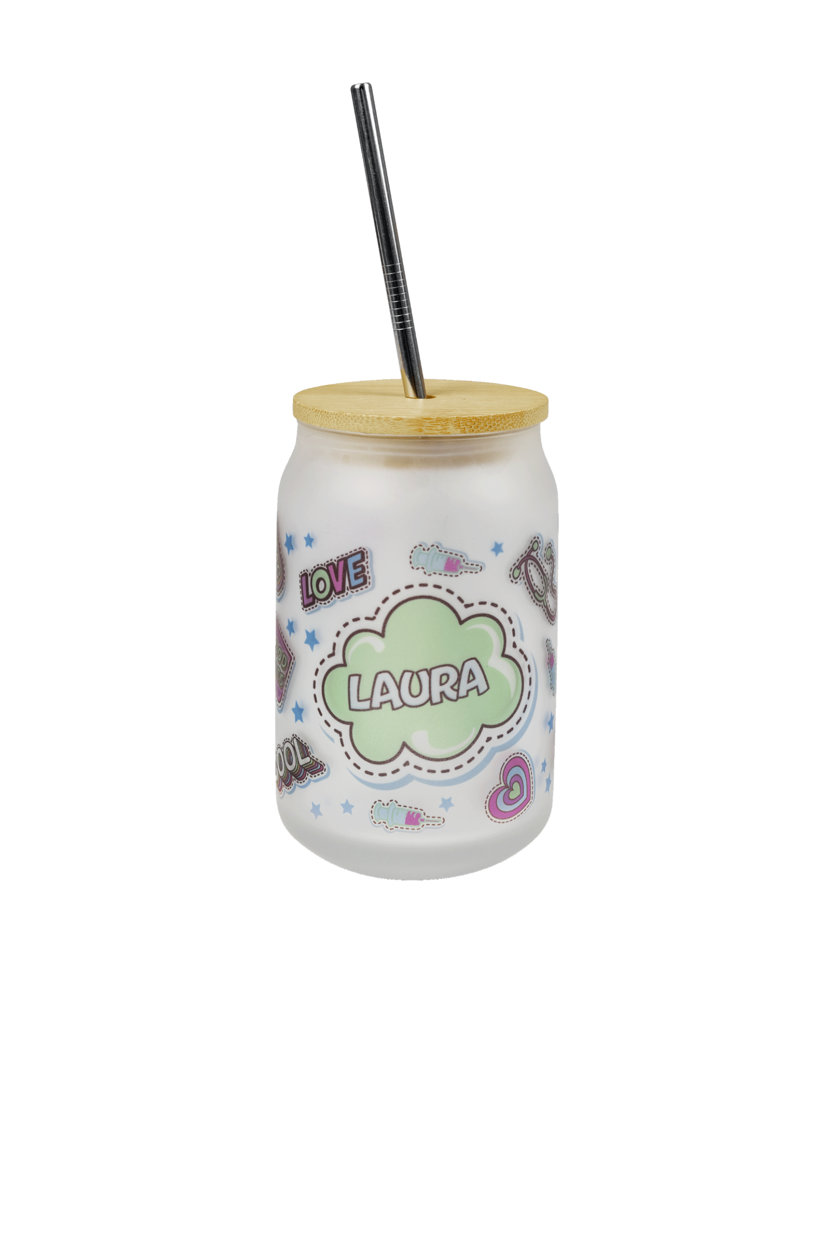 Enfermania Stickers Collection verre personnalisable 400 ml paille