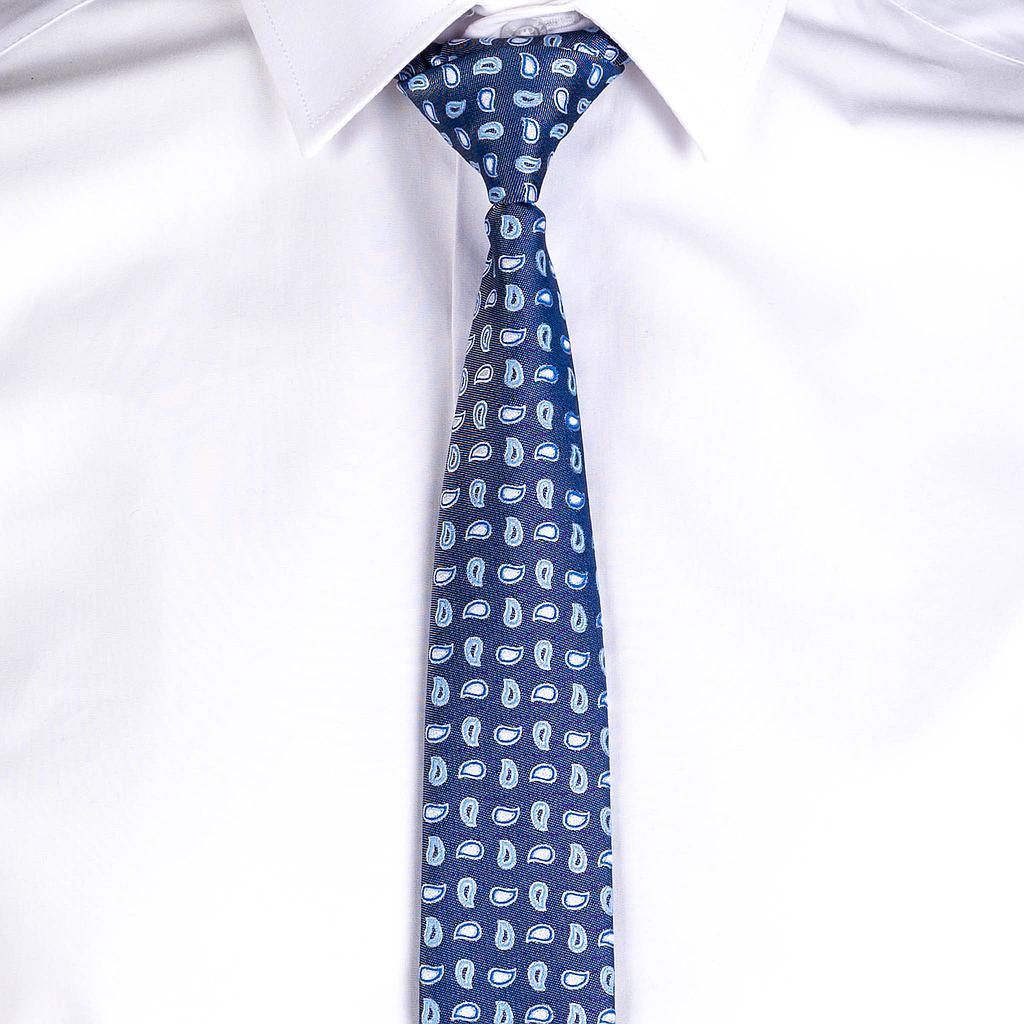 GARY'S Add-Ons Slim Jacquard cravate bleue nœud cousu