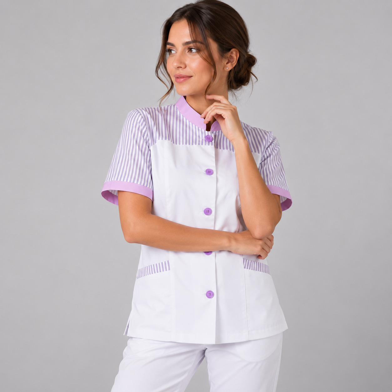 GARY'S Elsa tunique médicale femme vichy marine sergé coton