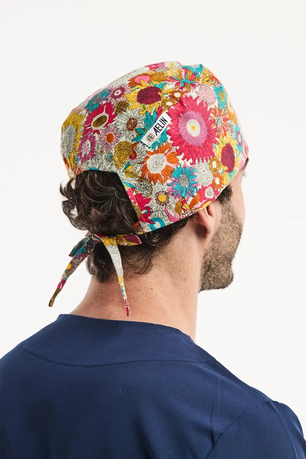 Aelin Paris Floral Calot Médical Cheveux Courts Coton