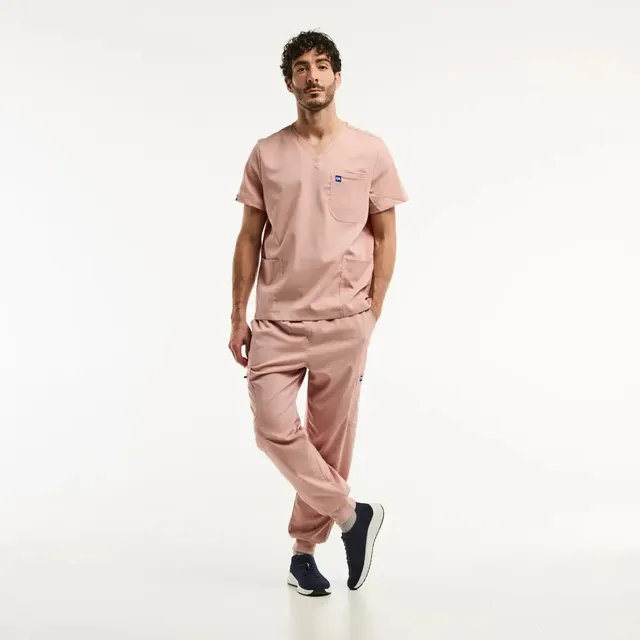 Aelin LUCA Jogger tenue médicale homme rose clair tunique