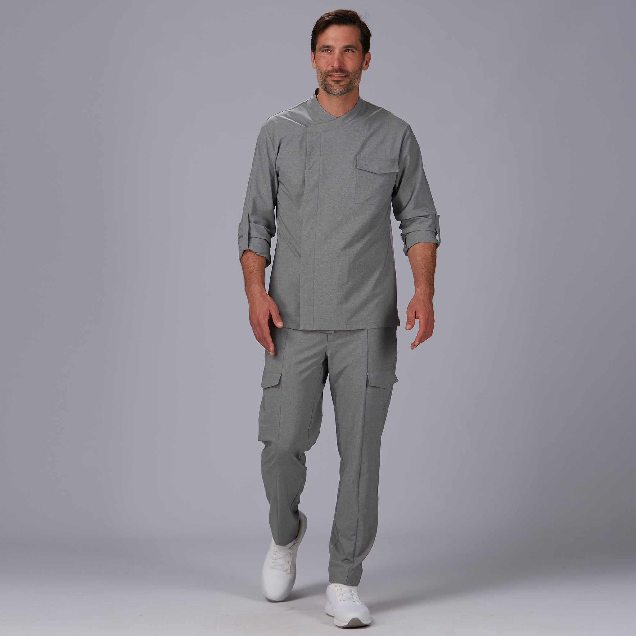 GARY'S pantalon unisexe gris perle poches stretch élastique
