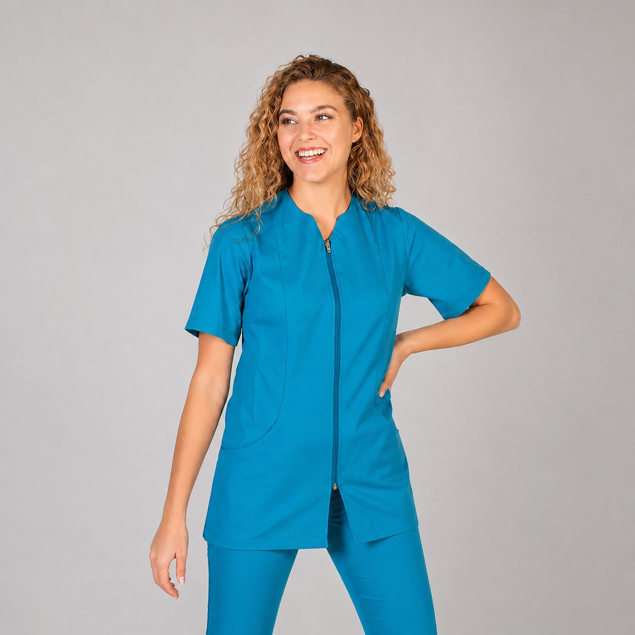 Gary's Sicilia Blouse Médicale Zip Blanc Twill