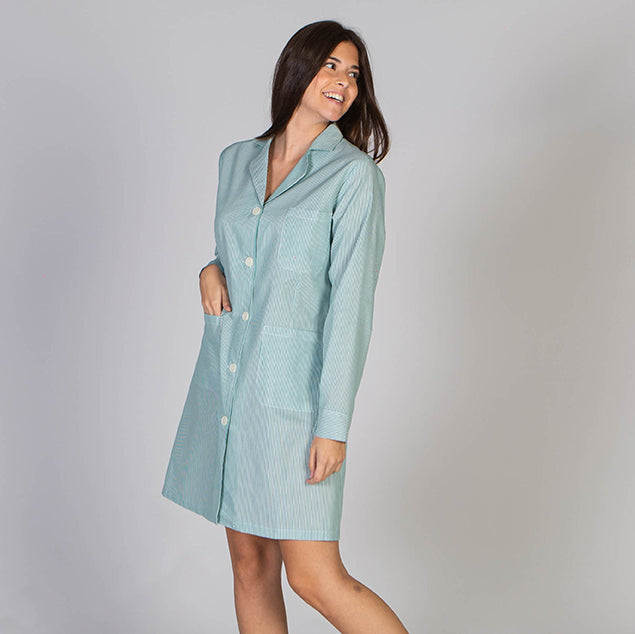 GARY'S blouse médicale femme vichy bleu manches longues S