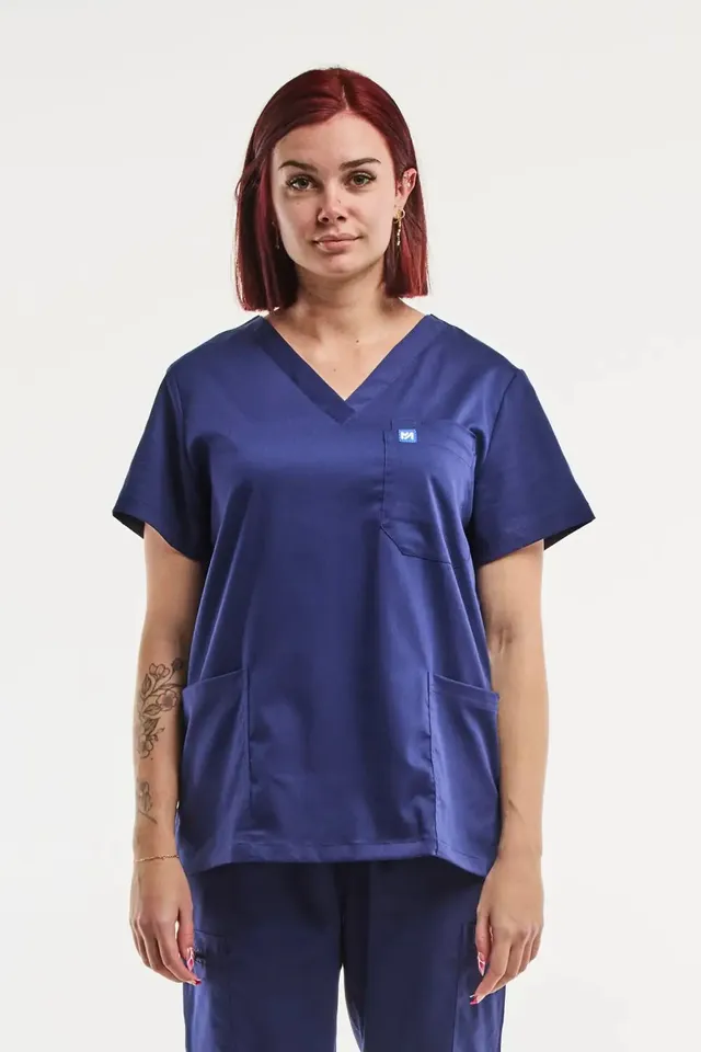 Aelin EMMA tunique médicale femme bleu marine col V