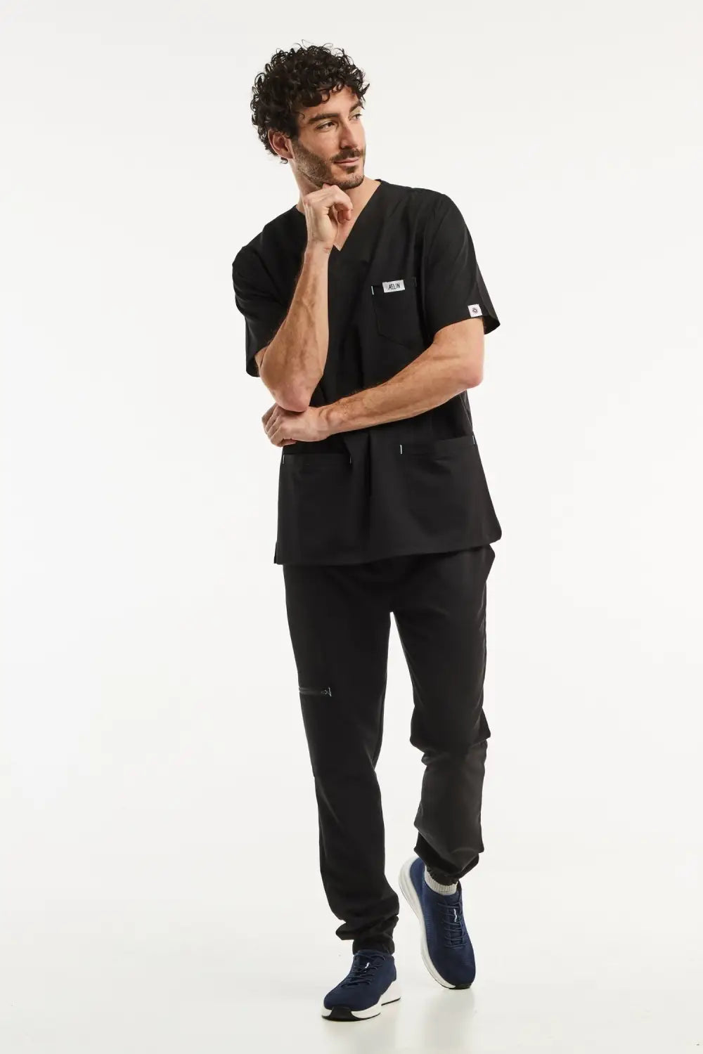 Aelin Slimfit tenue médicale homme noir 6 poches