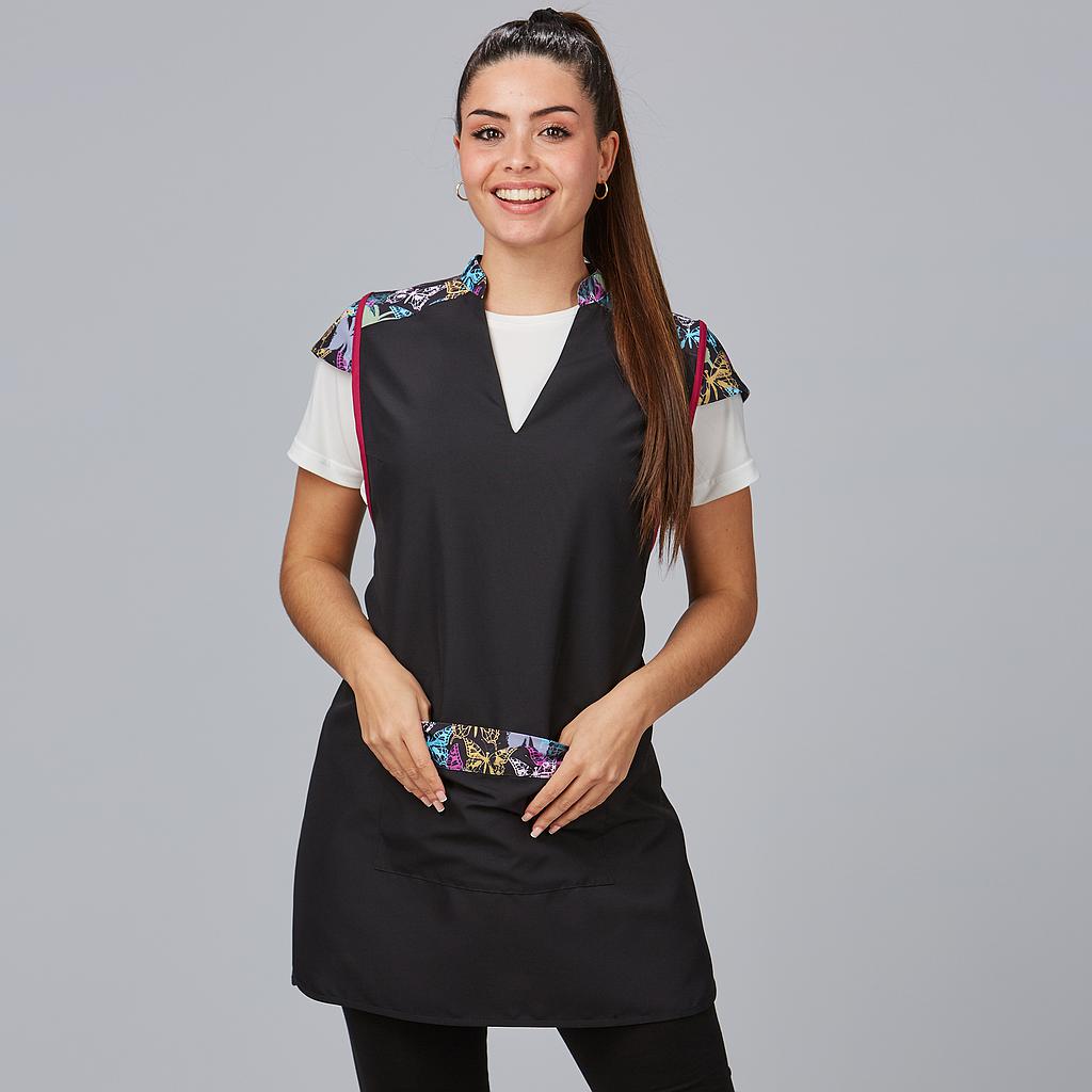 GARY'S Borboleta tunique esthétique noire col mao
