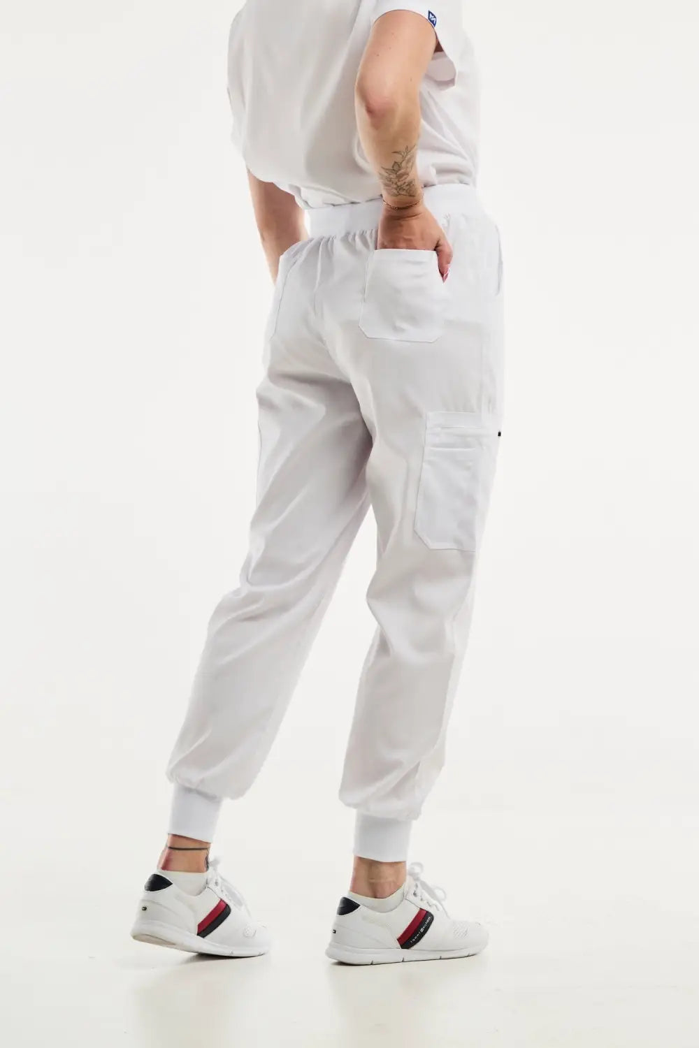 Aelin EMMA jogger pantalon médical femme blanc stretch