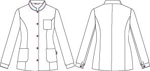 GARY'S Veste Travail Femme Noire Col Mao Boutons Or XS