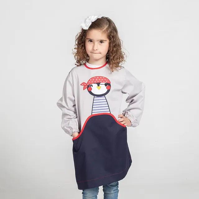 Gary's Pingüino tablier école enfant marine manches longues
