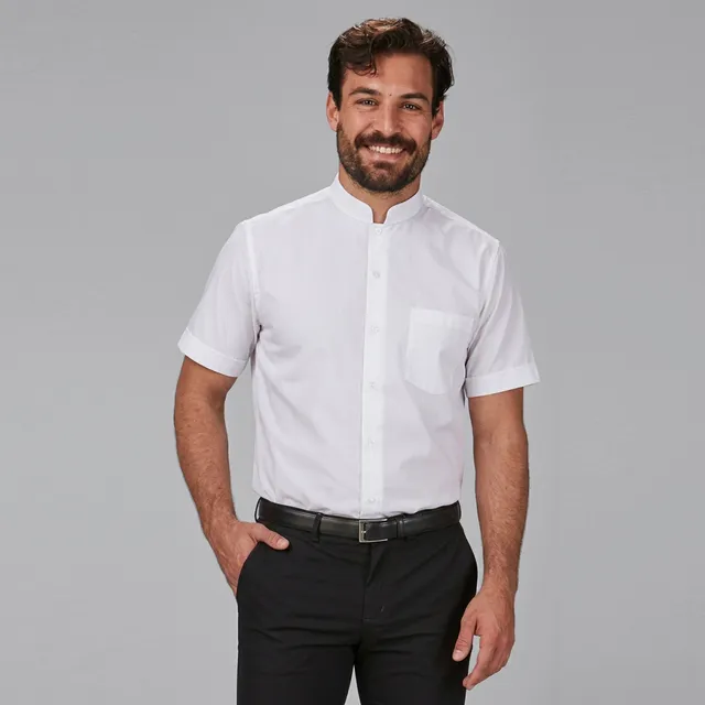 Gary's Shirts Grandad chemise homme noire col mao manches courtes