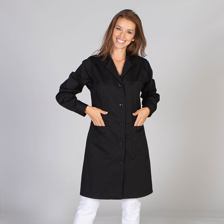 GARY'S blouse médicale noire femme manches longues