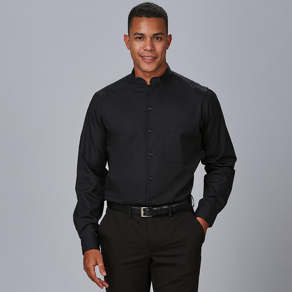 Gary's Shirts chemise homme col mao noire manches longues