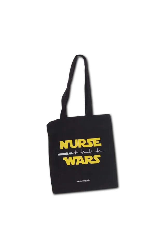 Enfermania tote bag noir imprimé coton 37x40 cm