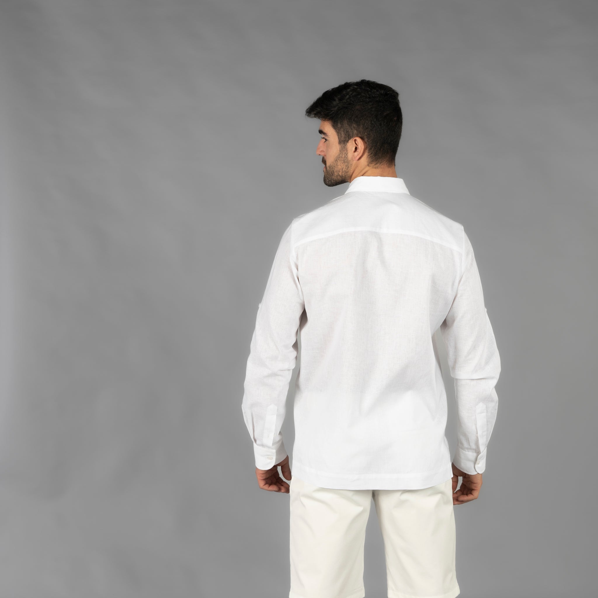 GARY'S Salomon chemise guayabera homme blanche lin