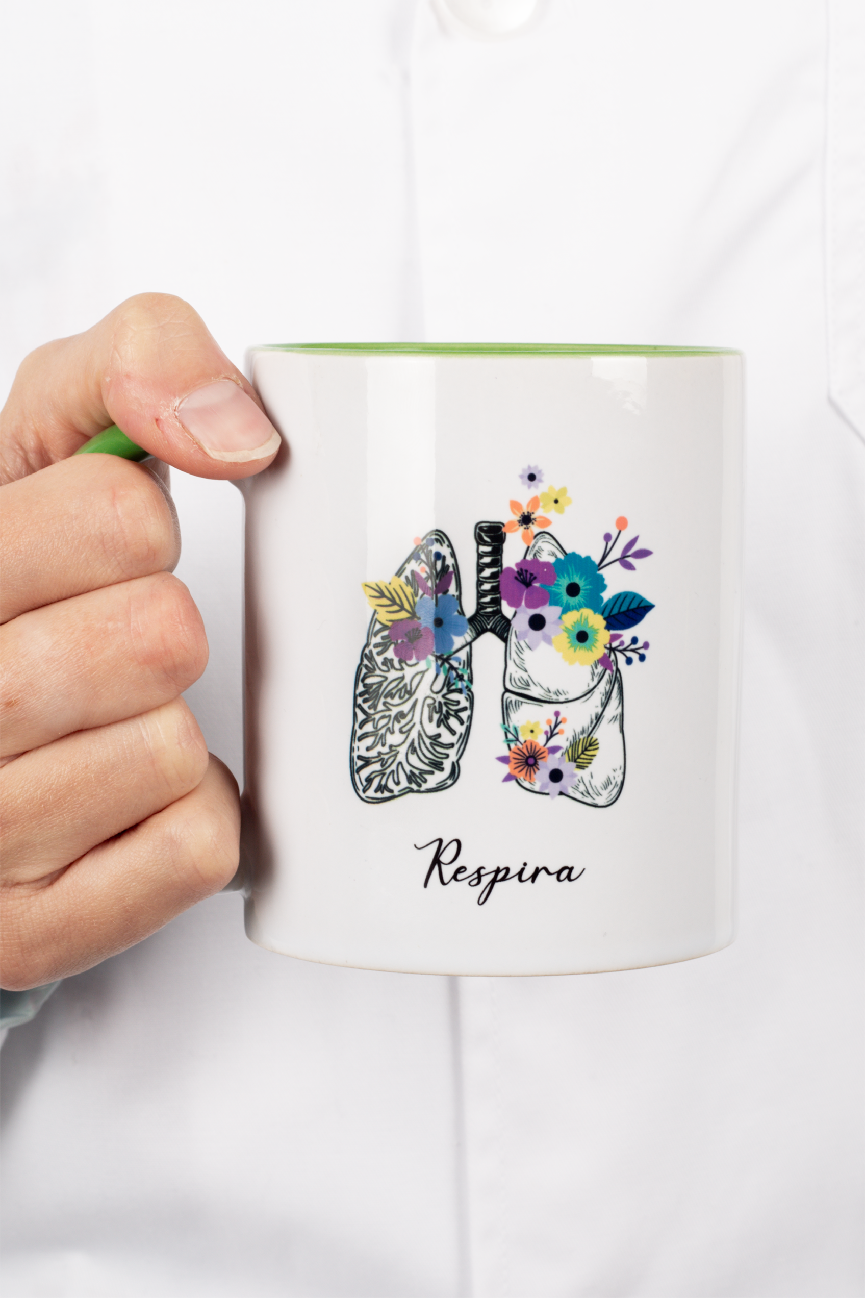 Enfermania Regalos Taza Pulmones mug céramique vert 350 ml