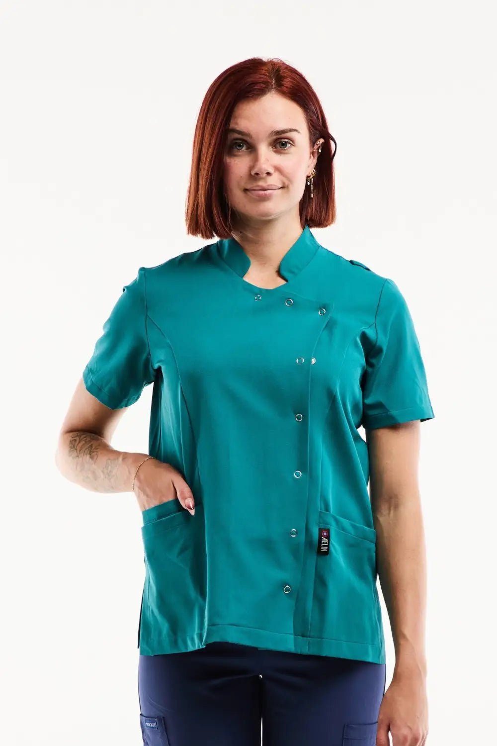 Aelin Aurelia Blouse Médicale Femme Bleu Turquoise Stretch