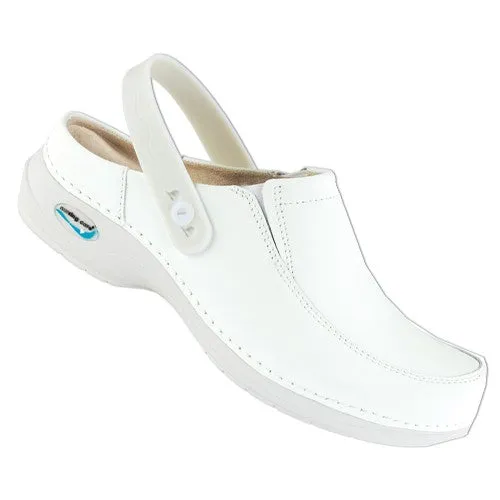 Enfermania Wash'Go sabot de travail cuir blanc lavable - Taille 40