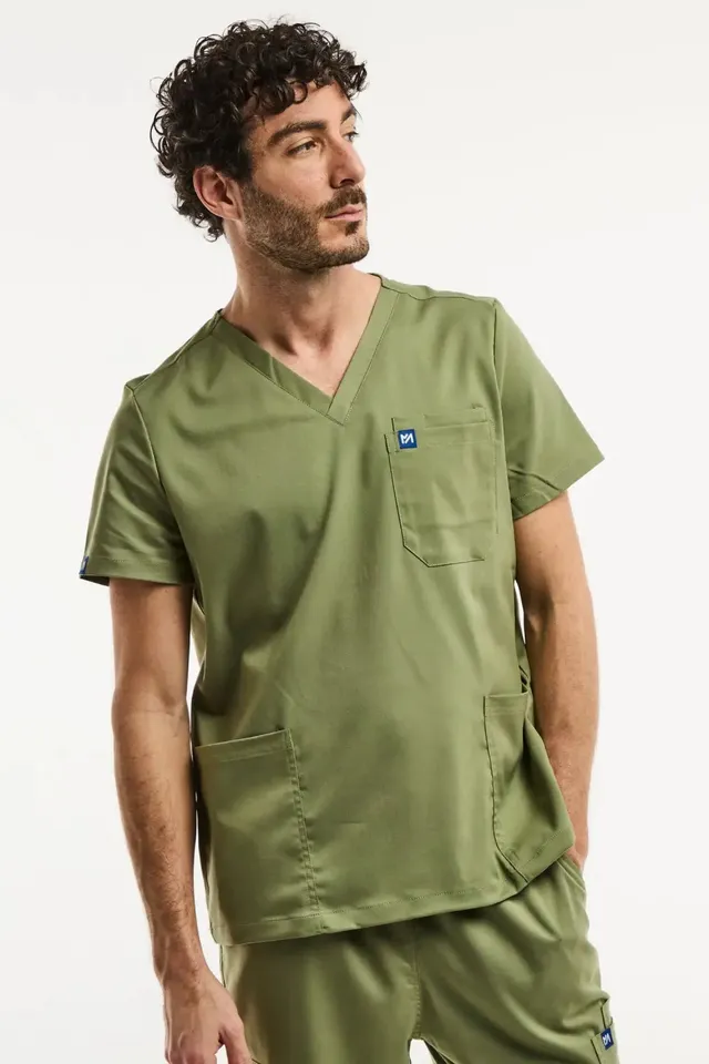 Aelin LUCA tunique médicale homme vert olive stretch
