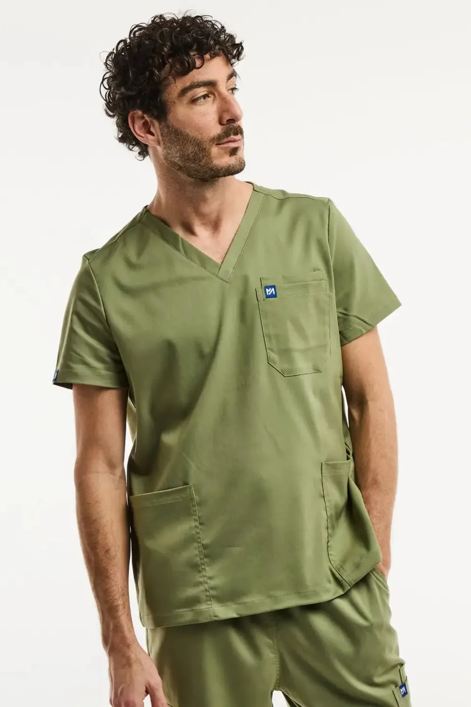 Aelin LUCA tunique médicale homme vert olive stretch