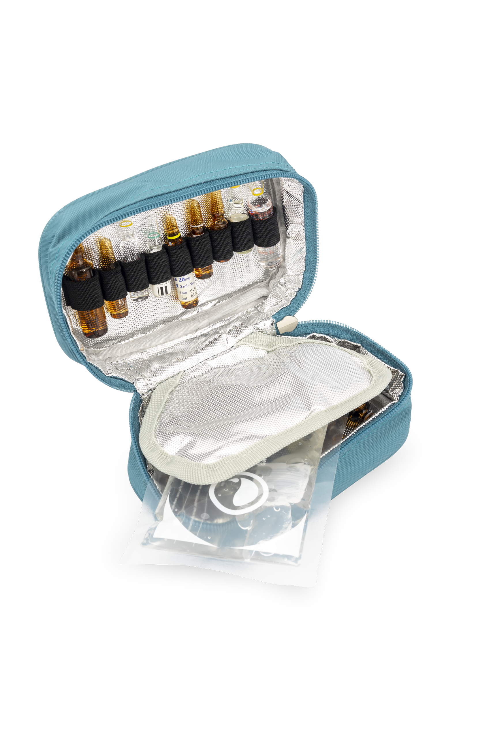 Enfermania ampullier isotherme pochette ampoules turquoise 38 places