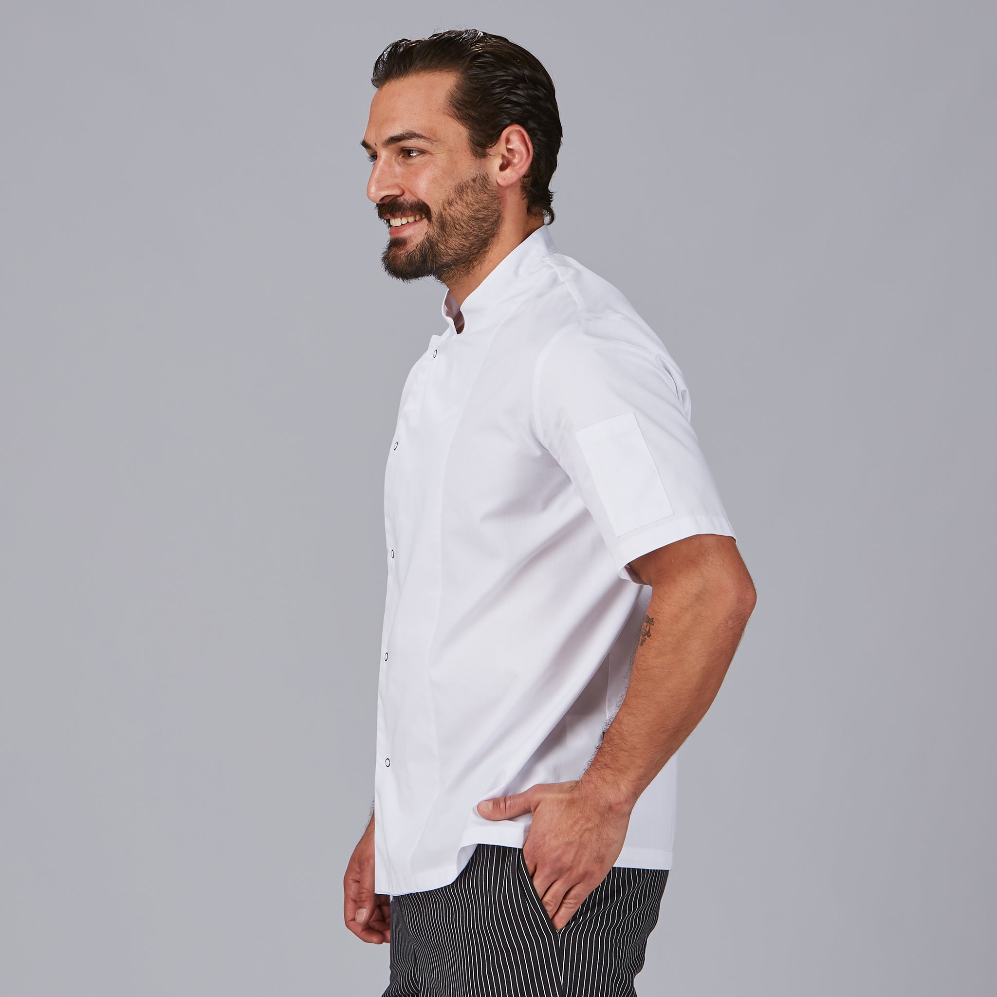 GARY'S Luque veste cuisine unisexe col mao blanche manches courtes