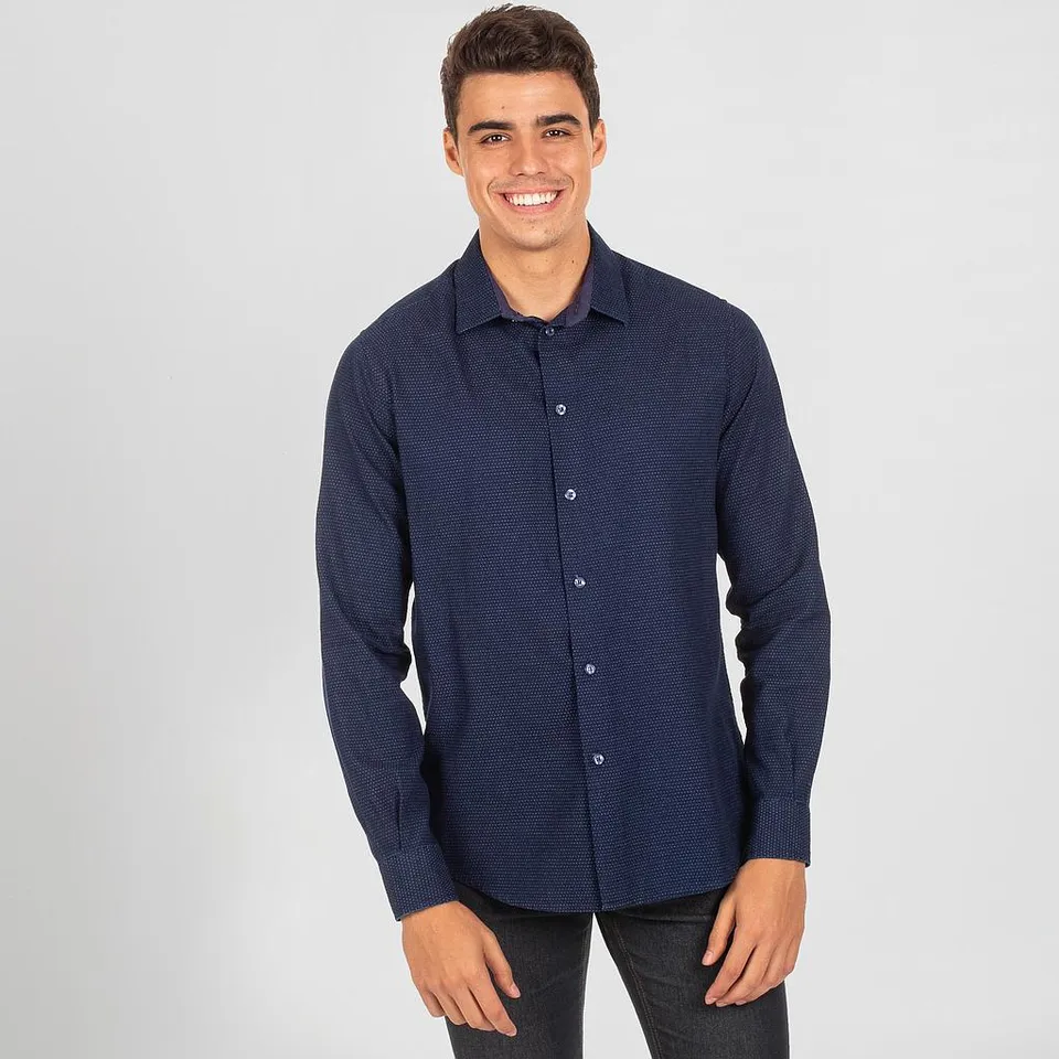 GARY'S Franco chemise homme indigo puntos 42 coton