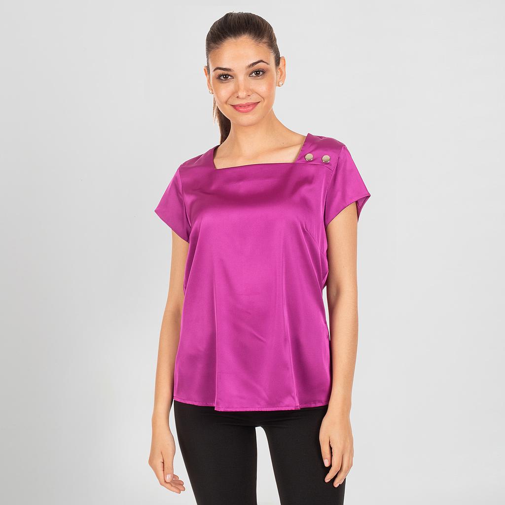 Gary's Carola blouse femme satin noire manches courtes