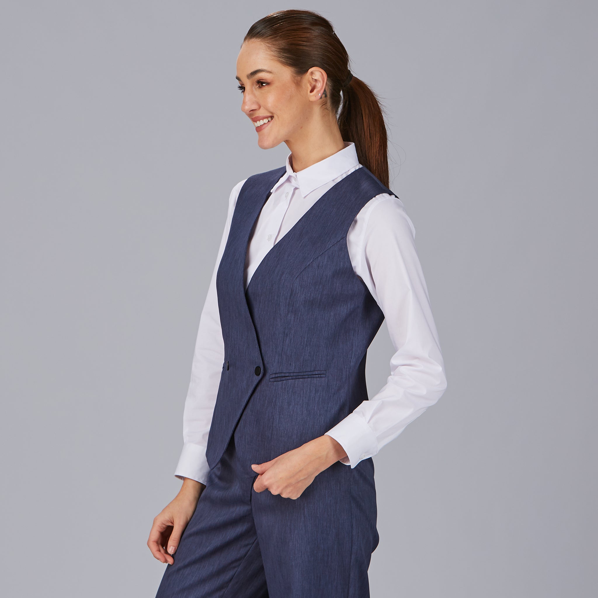 Gary's Bazan gilet travail femme croisé marine