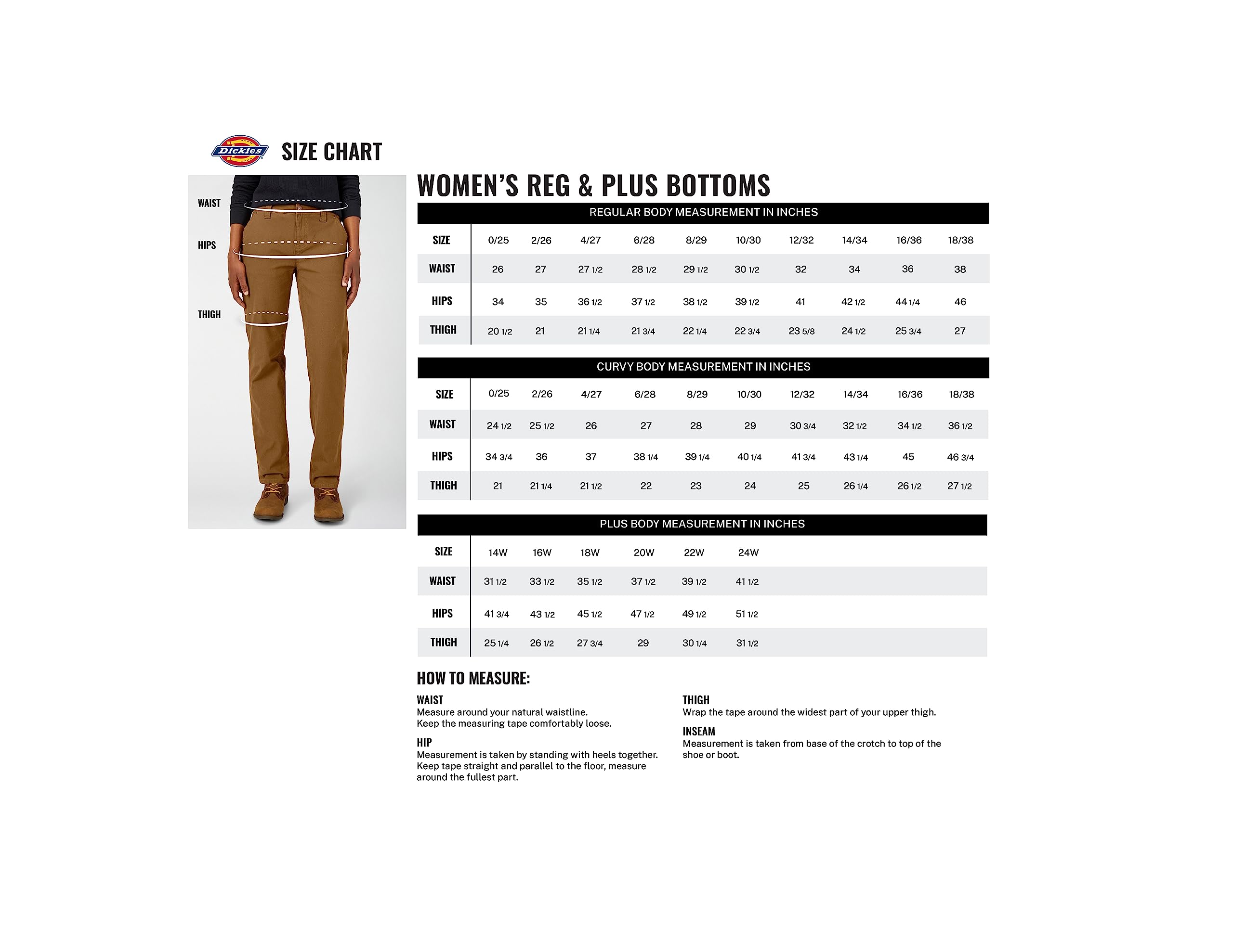 Dickies pantalon cargo sergé femme noir rincé taille 38