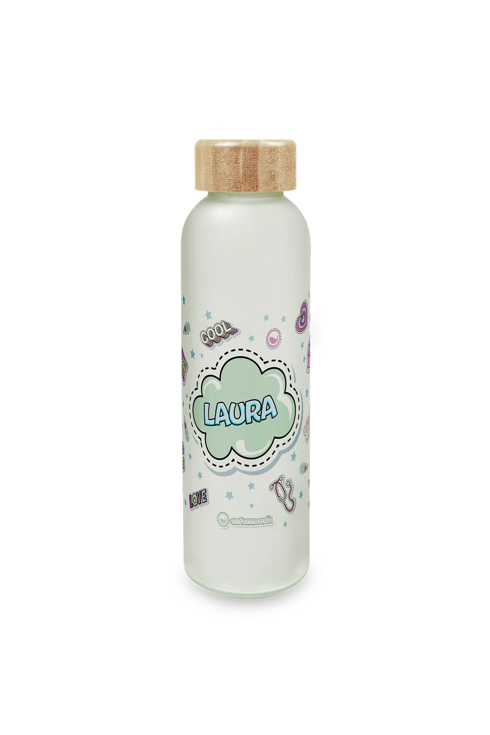 Enfermania Regalos Bidon verre 500 ml bambou Stickers