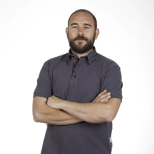 GARY'S Polo homme manche courte gris à rayures