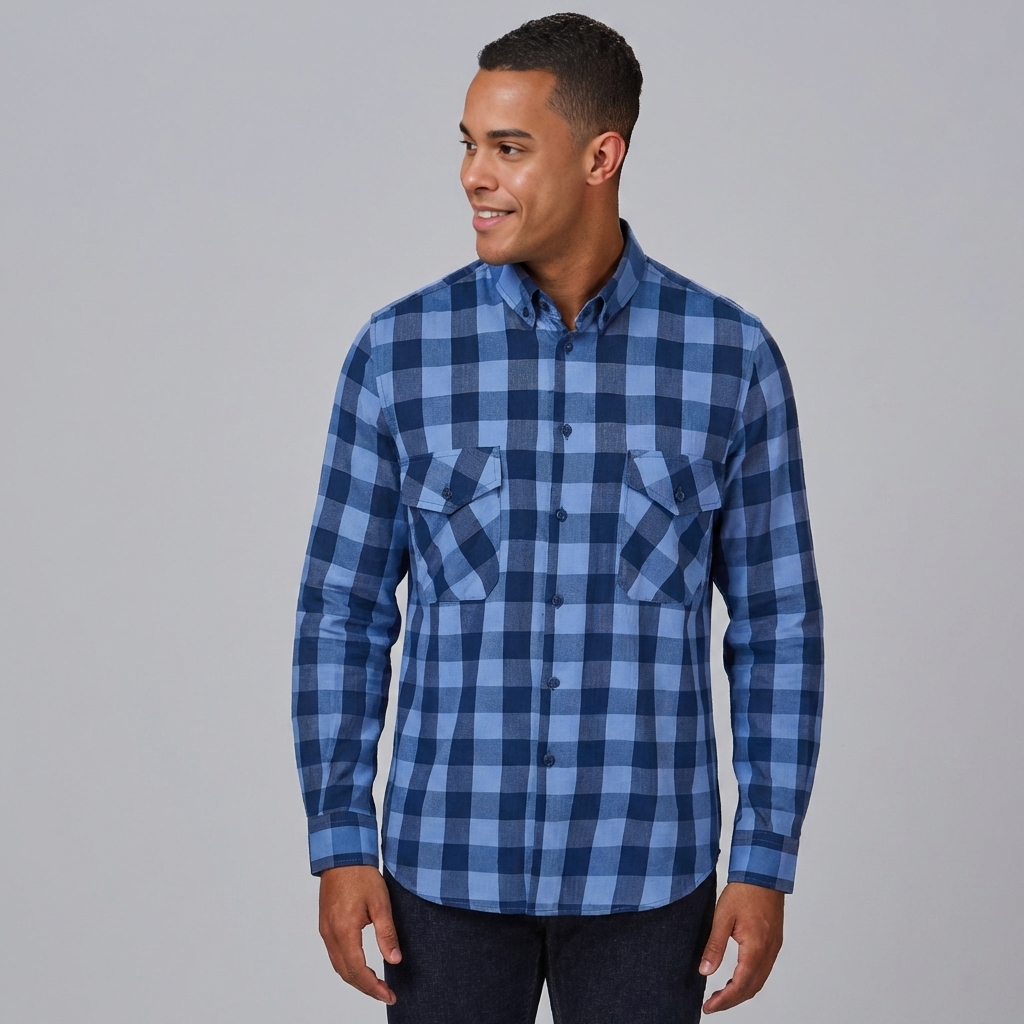 Gary's Augusto 260032 Chemise slim carreaux bleu