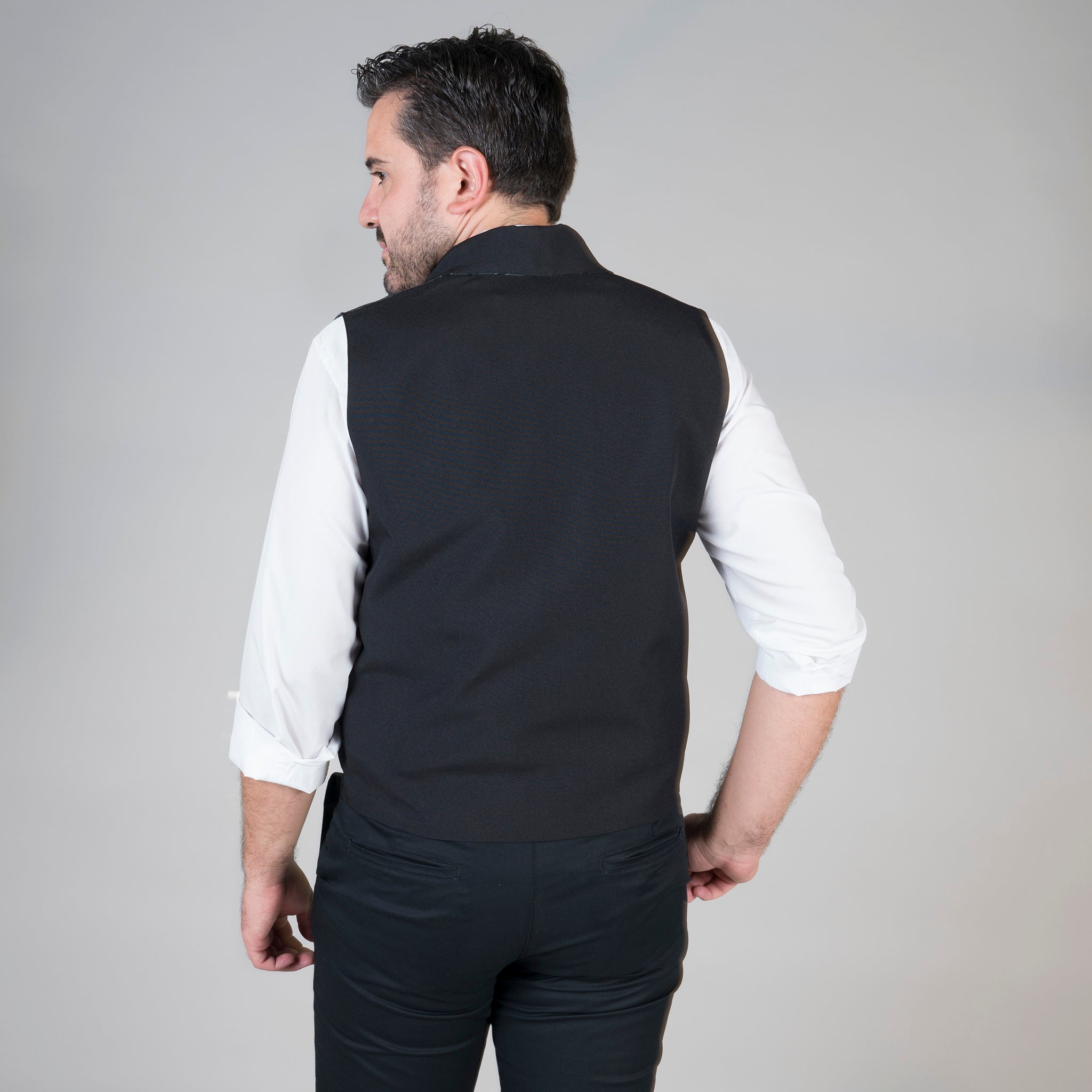 Gary's Campero gilet serveur rayé gris col smoking