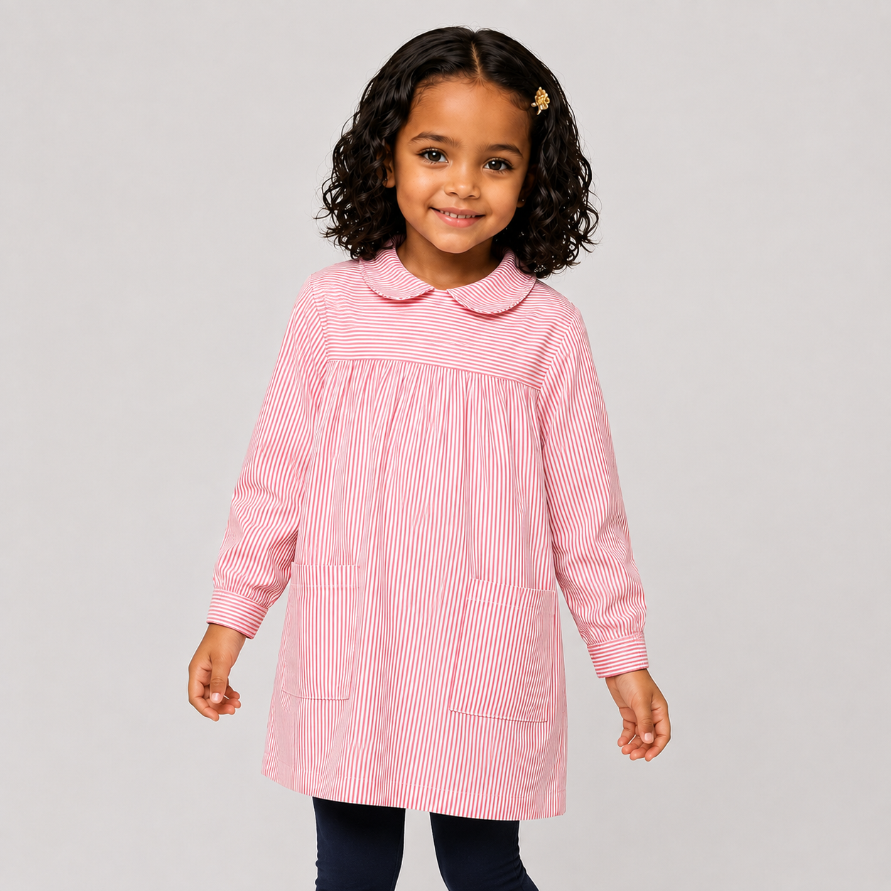GARY'S Colegial blouse enfant vichy bleue col rond