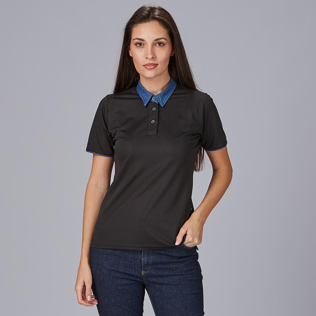 GARY'S Polo Woman Unwashed Denim polo femme noir