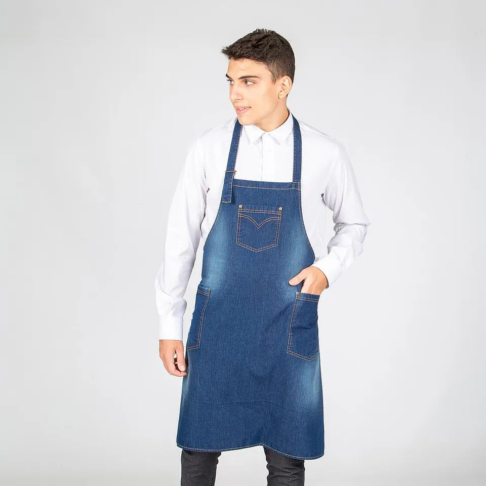 Gary's tablier à bavette denim indigo 80x82 cm