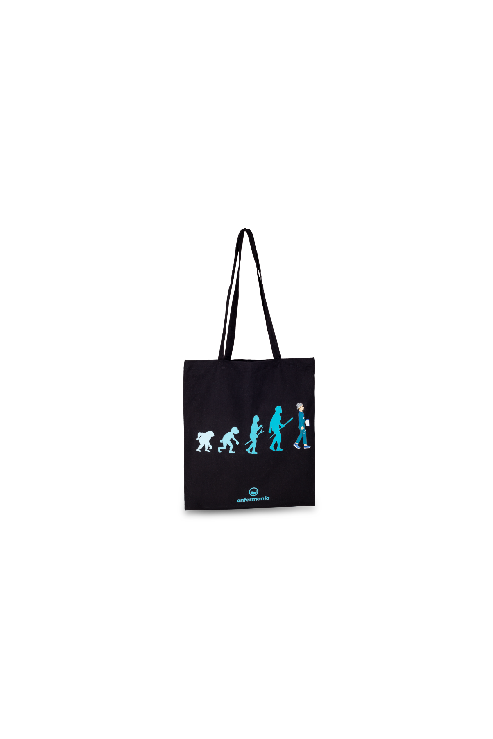 Enfermania tote bag noir imprimé coton 37x40 cm