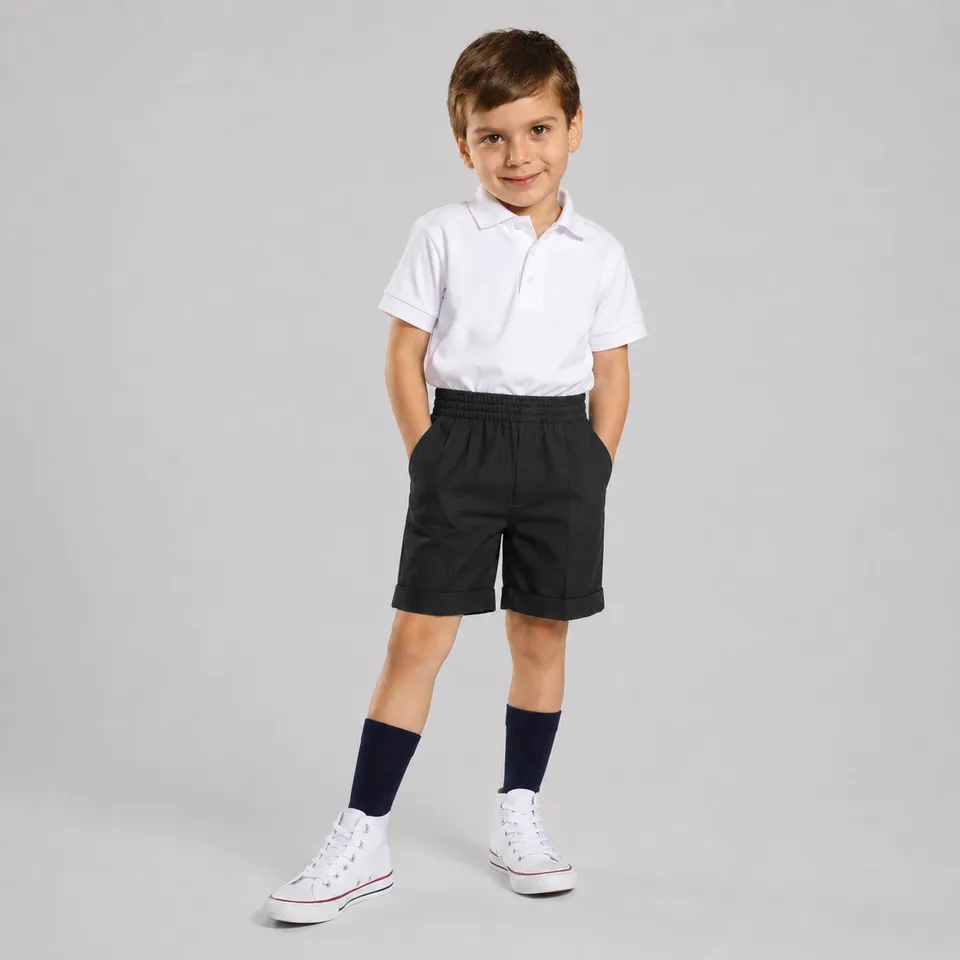 GARY'S Bermuda short scolaire enfant gris clair ceinture élastiquée