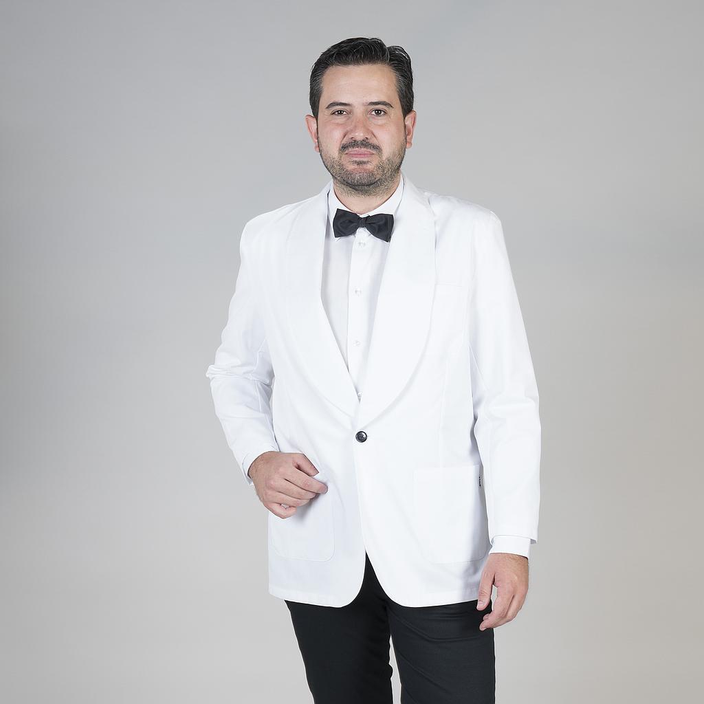 Gary's Smoking veste serveur blanche 1 bouton