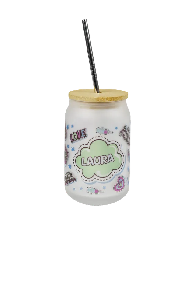 Enfermania Stickers Collection verre personnalisable 400 ml paille