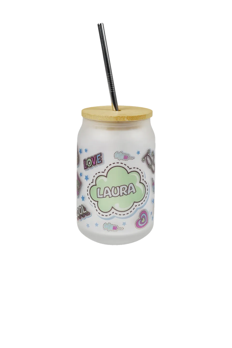 Enfermania Stickers Collection verre personnalisable 400 ml paille