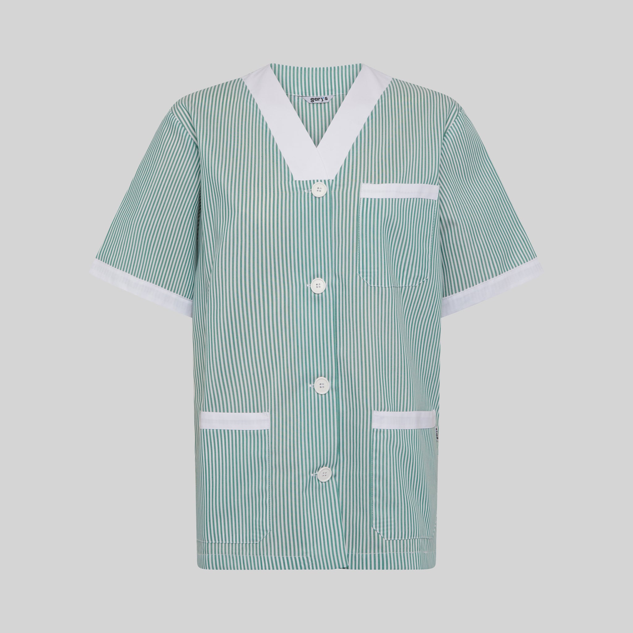 Gary's blouse médicale vichy col V boutons bleu