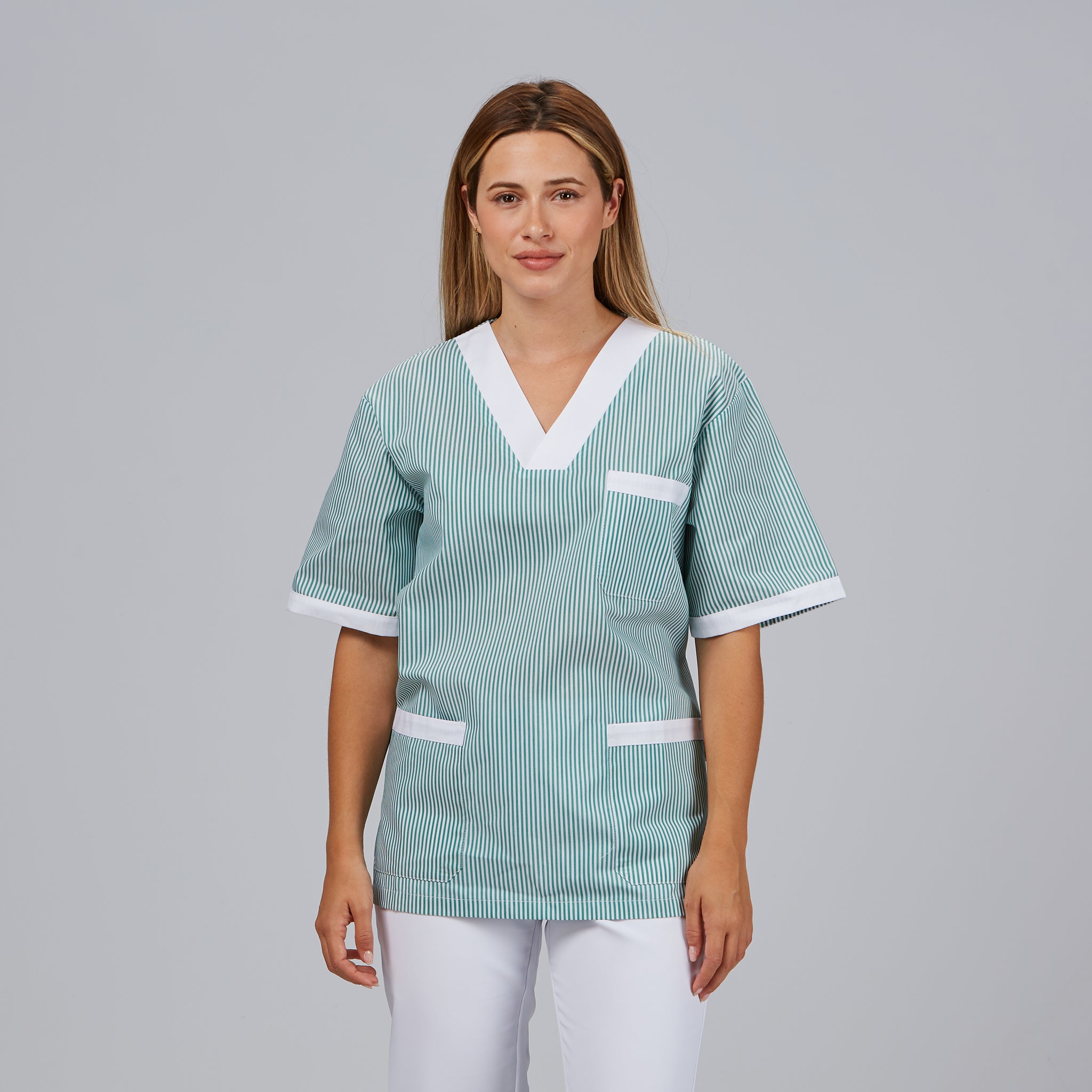 Gary's Blouse V-Neck blouse médicale vichy mix manches