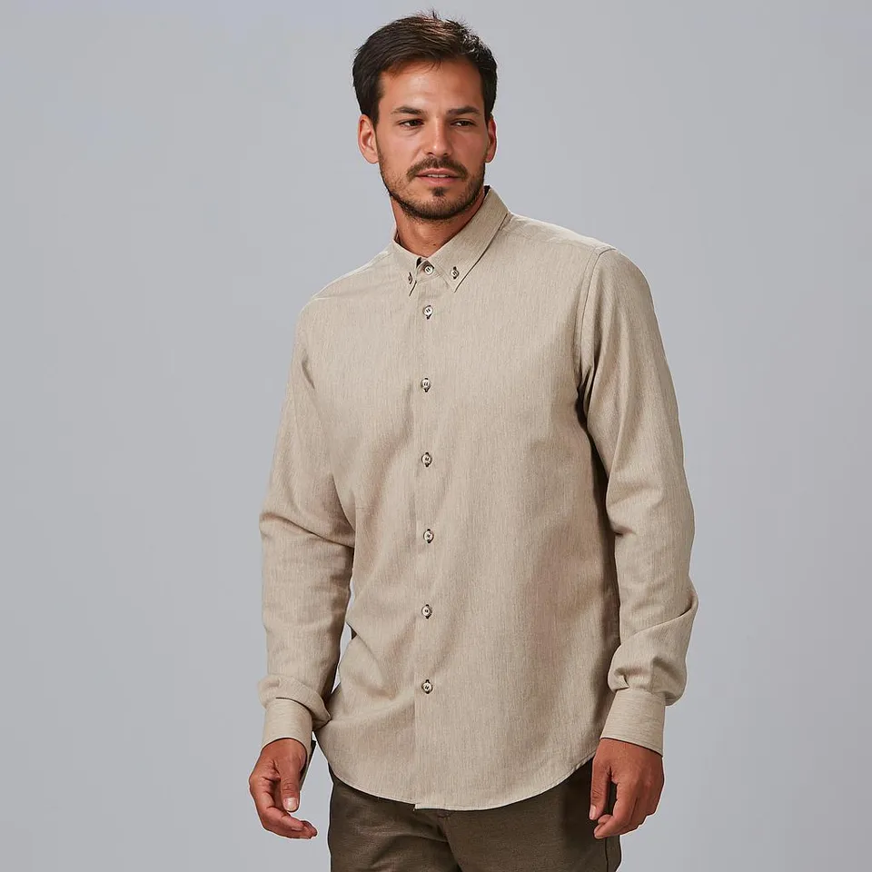 Gary's Giacomo Chemise Homme Slim Sable Manche Longue