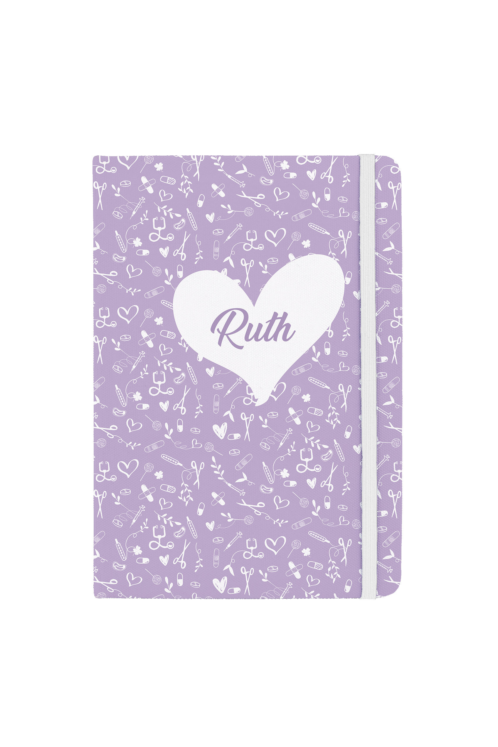 Enfermania Papelería Sweet Lavanda carnet A5 ligné élastique blanc